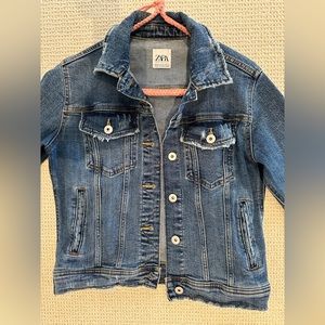 Zara Denim Distressed Jean Jacket
